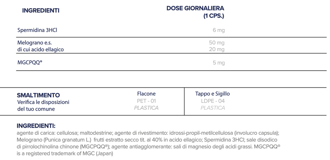 N.12 | ANTI-INVECCHIAMENTO SUPREMO a base di Spermidina, MGCPQQ® e Acido Ellagico |
