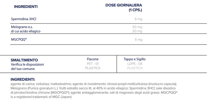 N.12 | ANTI-INVECCHIAMENTO SUPREMO a base di Spermidina, MGCPQQ® e Acido Ellagico |